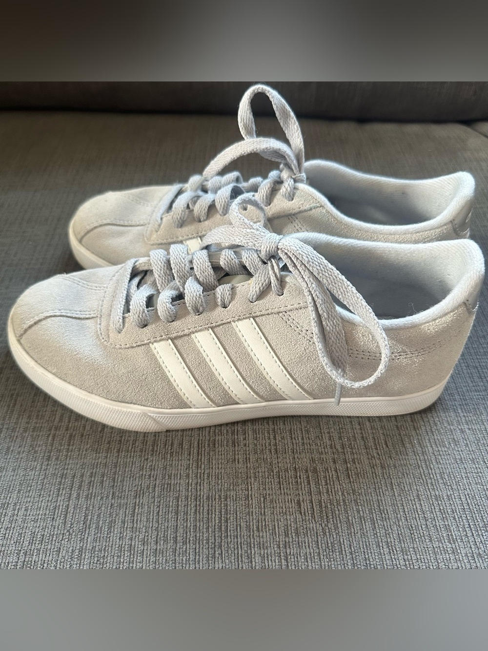 Adidas Ortholite Float light gray suede Three-Stripe womens sneakers size 6